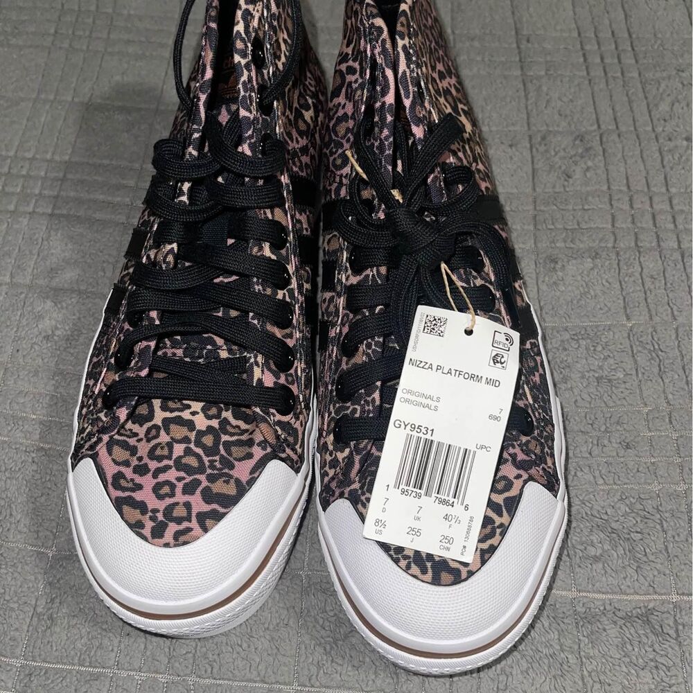 8.5 - Adidas Nizza Platform Mid Womens Sneakers GY9531 Cheetah Print Shoes - NWT - Picture 5 of 5